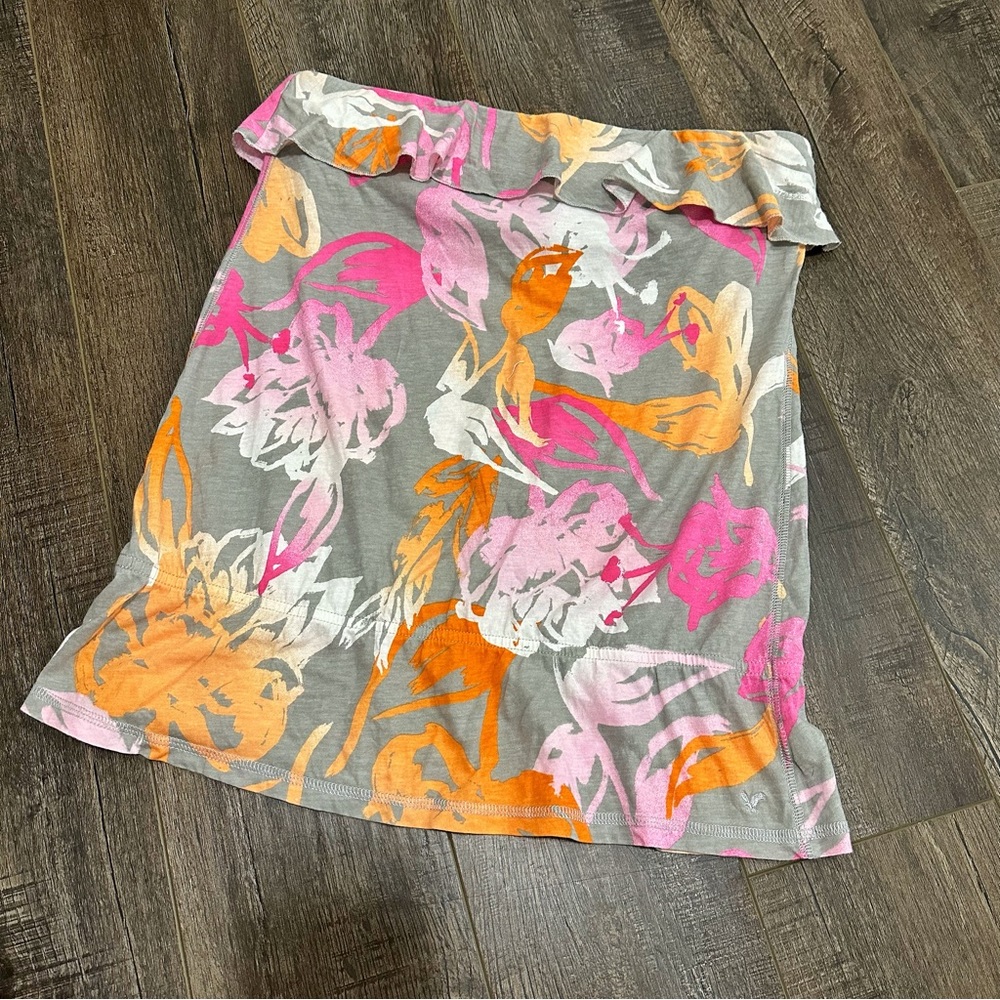 American Eagle Outfitters Size Medium Sleeveless Tube Top Ruffle Neon Tie Dye